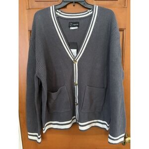 Men's Original Use Dark Gray & White Cardigan Size Large NWT
